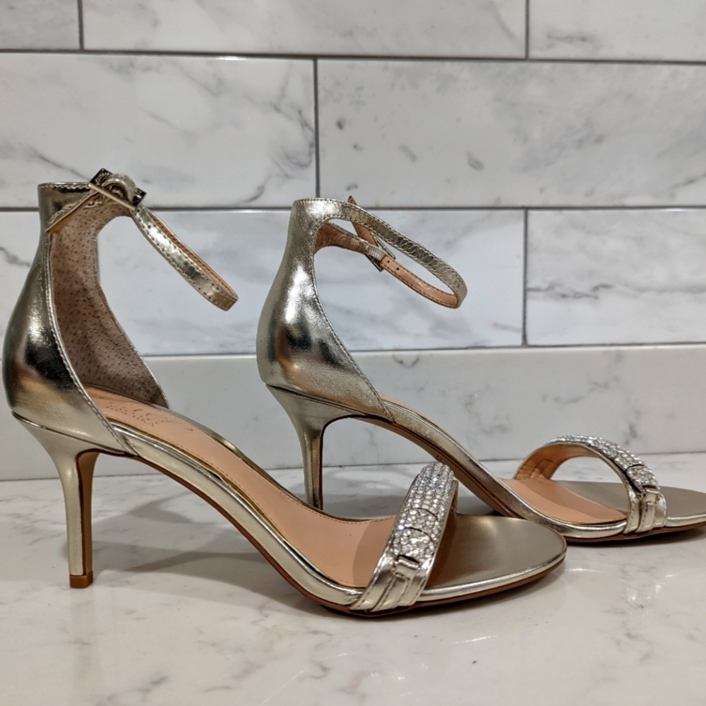 Gold Jewel Badgley Mischka Ankle Strap Heels